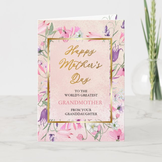 Carte Fleurs sauvages pourpres Bonne mère fête des mères (Devant)