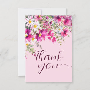 Carte Fleurs sauvages rose vif Boho Floral Élégant Scrip