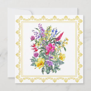 Carte Fleurs sauvages Vintages aquarelle