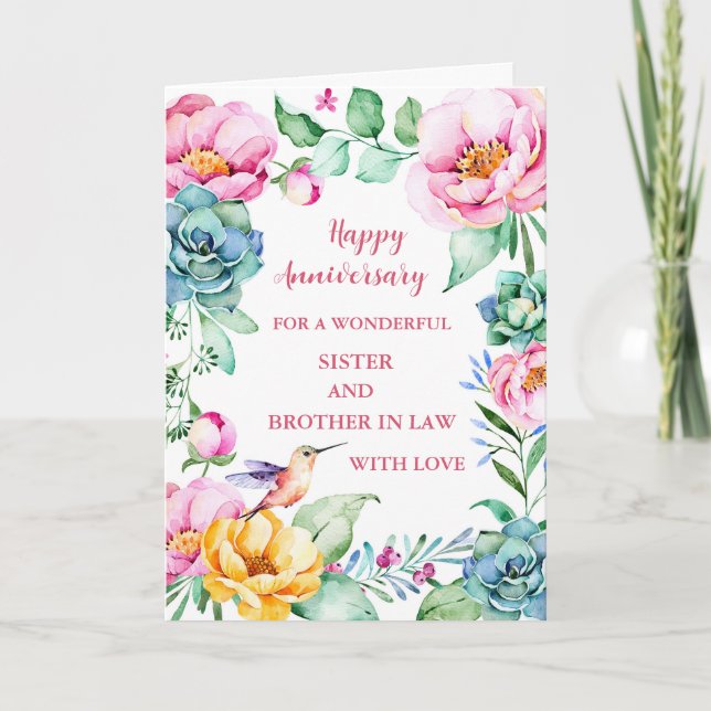 Carte Fleurs Soeur et Frère en Droit Anniversaire (Devant)