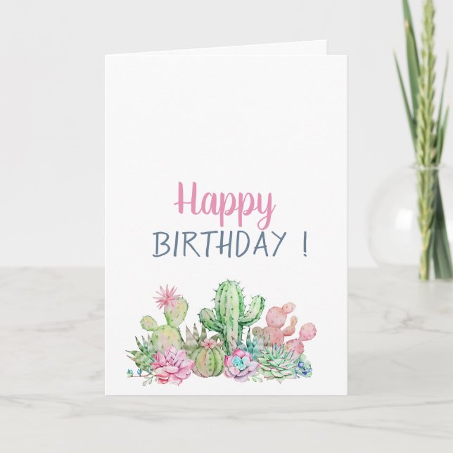 Carte Fleurs tropicales Cactus Anniversaire (Devant)