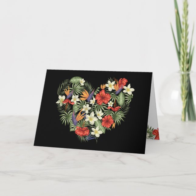 Carte Fleurs tropicales Jour des Valentines du Coeur (Devant)