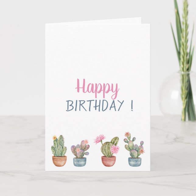 Carte Fleurs tropicales Succulentes Anniversaire (Devant)
