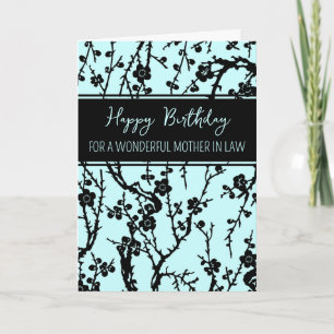 Carte Fleurs turquoise Mère en droit Anniversaire