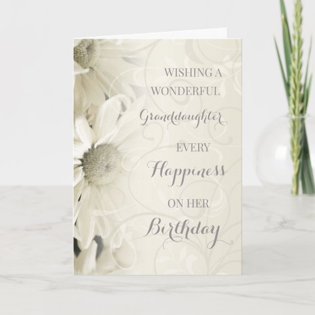 Carte Fleurs vintages blanches Grandgirl Anniversaire (Devant)