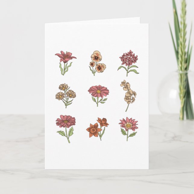 Carte Fleurs Vintages fleurs sauvages Botanique (Devant)