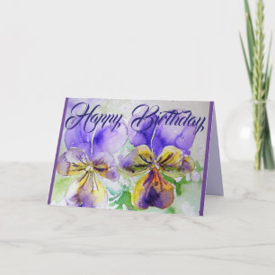 Carte Fleurs violettes Floral Viola Aquarelle Art