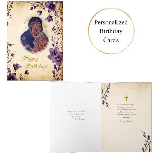Carte Fleurs violettes gracieuses Theotokos Icon Anniver