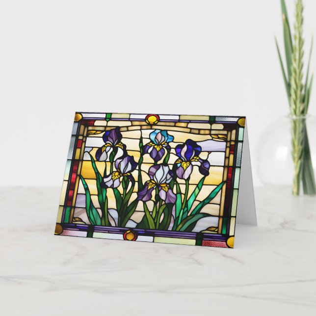 Carte Fleurs violettes Iris Verre (Devant)