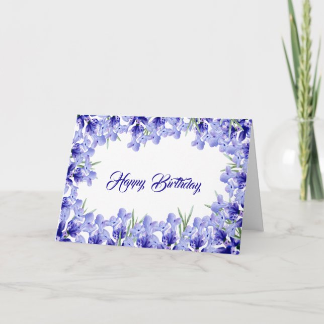 Carte Fleurs violettes vintages Aquarelle Anniversaire (Devant)