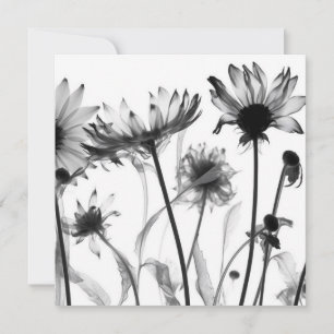 Carte Fleurs X-Ray noir et blanc