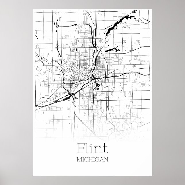 Carte Flint - Michigan - Carte de la ville Poster (Devant)