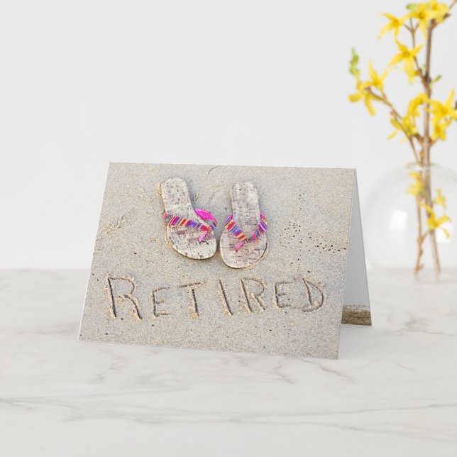 Carte Flip Flops on Beach Retirement (Fleur jaune)
