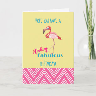 Carte Flocking Fabulous Anniversaire Pun avec Flamant ro