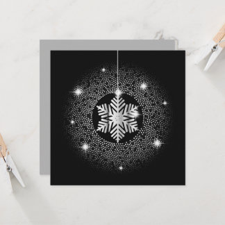 Carte Flocon de Neige Suspendu Brillante sur Fond Noir
