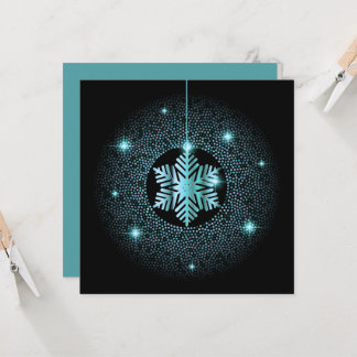 Carte Flocon de Neige Suspendu Brillants sur Fond Noir