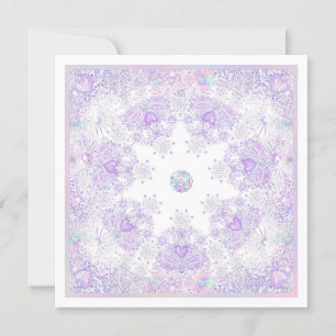 Carte flocon de neige violet clair et coeur gelé