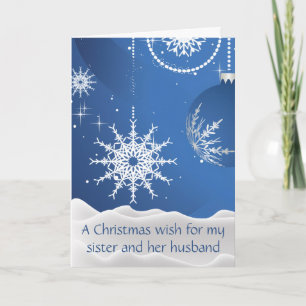 Carte Flocons de Neige de Noël pour Sœur & Mari