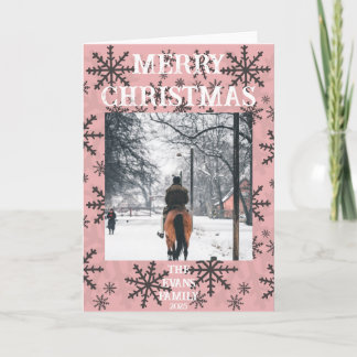 Carte Flocons de neige rose, marron.blanc
