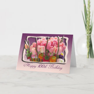 Carte Floral 100th Birthday Félicitations Card