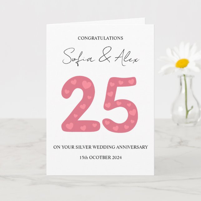 Carte Floral 25e anniversaire mariage salutation (Petite plante)