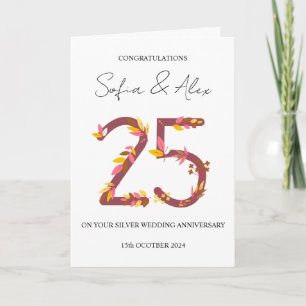 Carte Floral 25e anniversaire mariage salutation