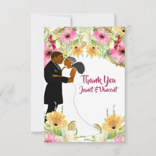 Carte Floral Africain Mariage américain Couple Merci