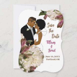 Carte Floral African American Mariage Sauvez la date