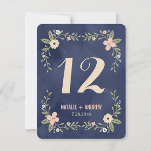 Carte Floral Beauté double face Table Numéro