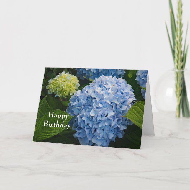 Carte Floral Blue Hydrangea Photo Anniversaire (Devant)