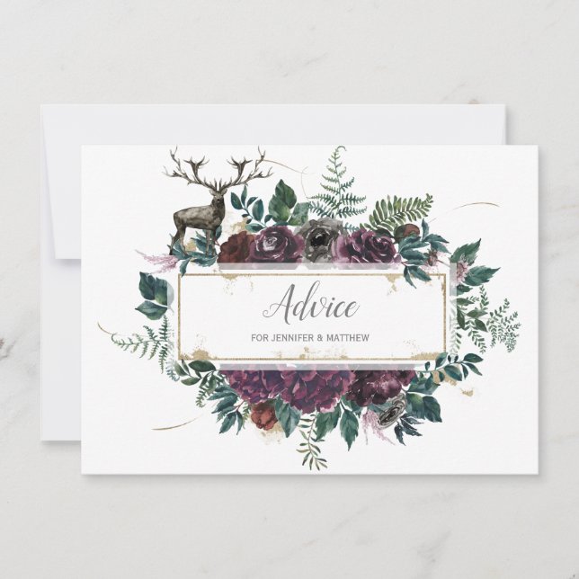 Carte Floral Bourgogne et gris avec conseil en stade (Devant)