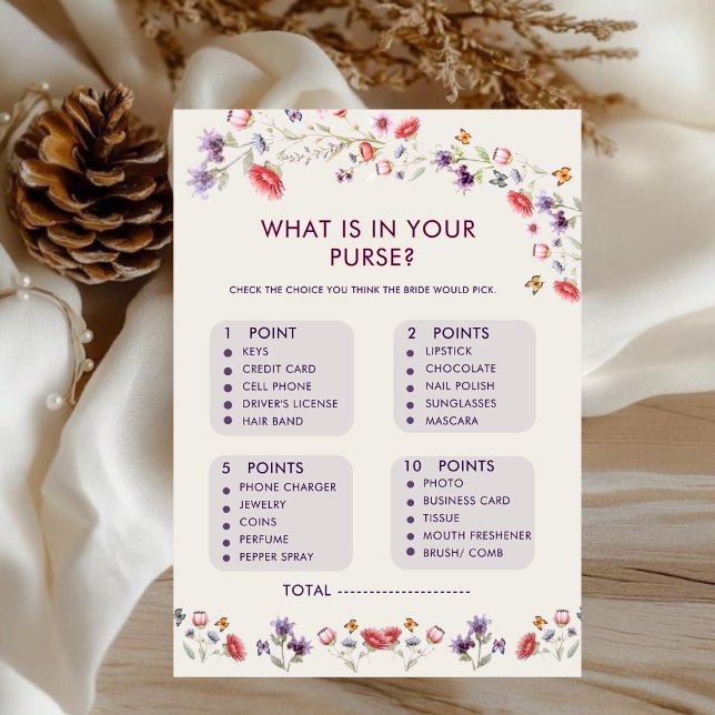 Carte Floral Bridal Shower Purse Game New Chapter Theme (Créateur téléchargé)