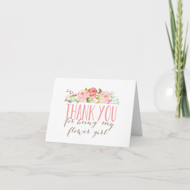Carte Floral Bridesmaid Flower Merci plié (Devant)