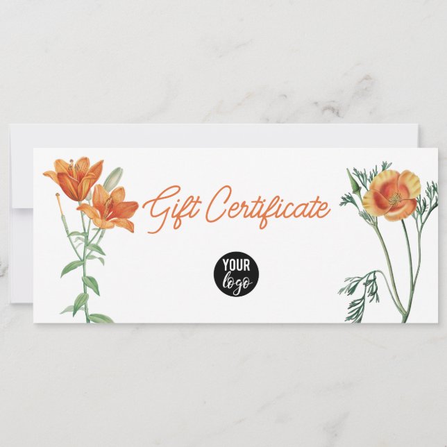 Carte Floral Business Logo QR Code Certificat cadeau (Dos)