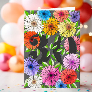 Carte Floral Charcoal Grey Personnalisé 30e anniversaire