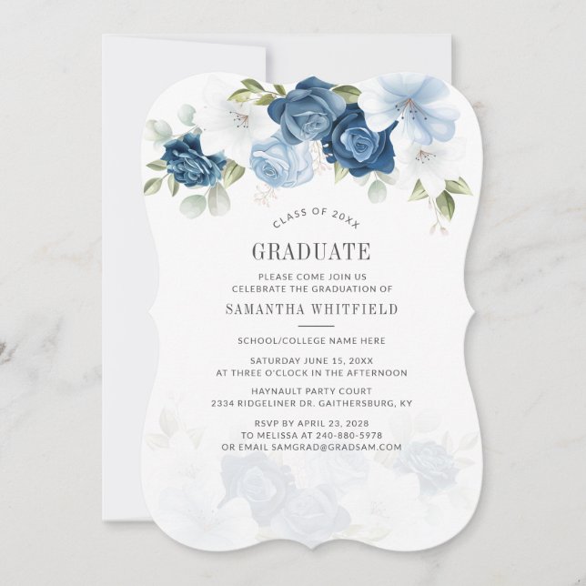 Carte Floral Class of 2022 Grad Grad Graduation Party Ru (Devant)