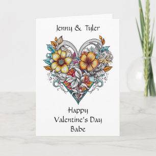Carte Floral Coeur romantique Personnalisé