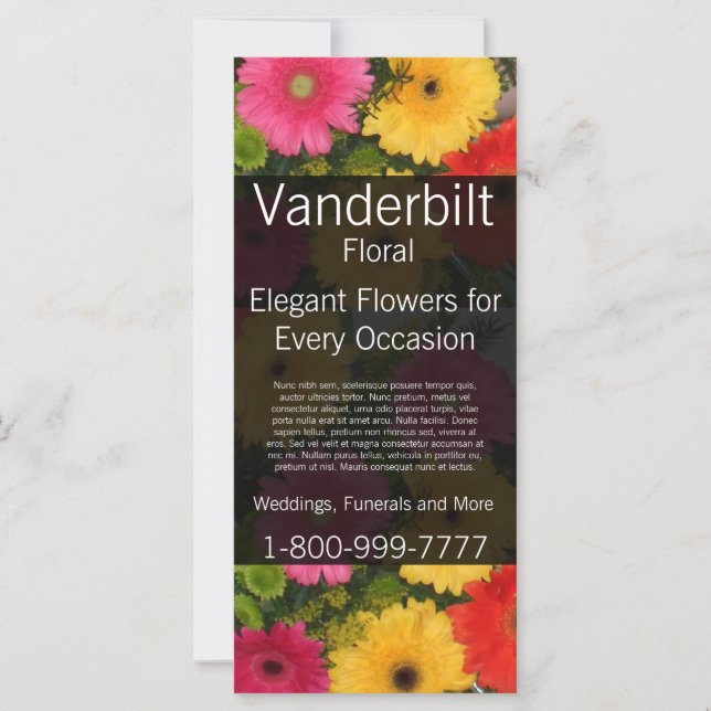 Carte Floral Company Florist Gerber Daisy Rack Card (Devant)