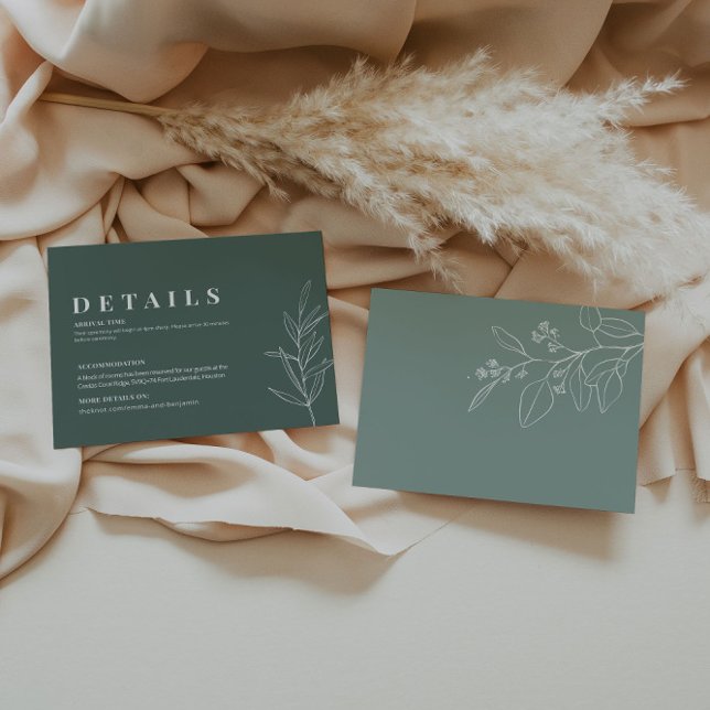Carte Floral Dark Sage Green Mariage Détails (Créateur téléchargé)