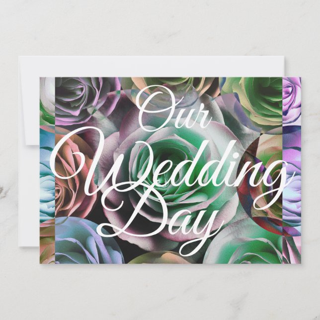 Carte Floral Elegant Notre Mariage White Typographie (Devant)