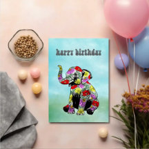 Floral Elephant — Illustrated Birthday Card
