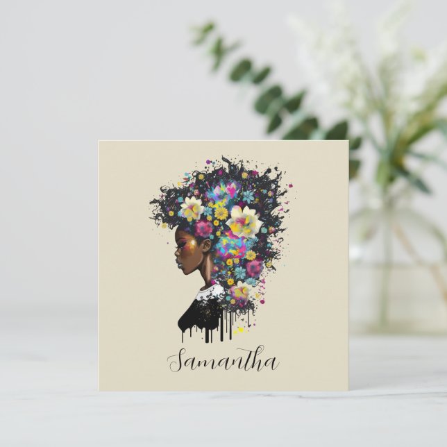 Carte Floral étincelante Africaine Américaine (Debout devant)
