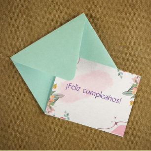 Carte Floral ¡Feliz cumpleaños ! Anniversaire espagnol