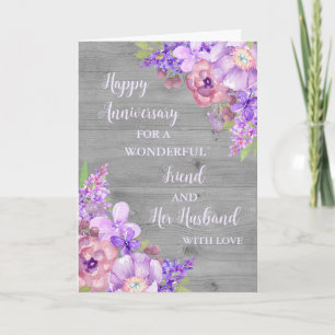 Carte Floral Friend et Son Mari Anniversaire