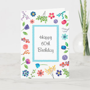 Carte Floral Fun 60e ou tout âge Anniversaire Salutation