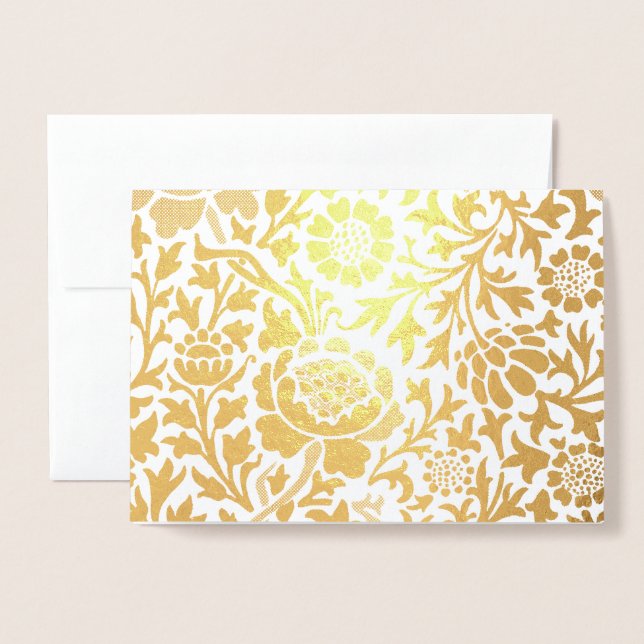 Carte FLORAL GOLD William Morris (Devant avec enveloppe)