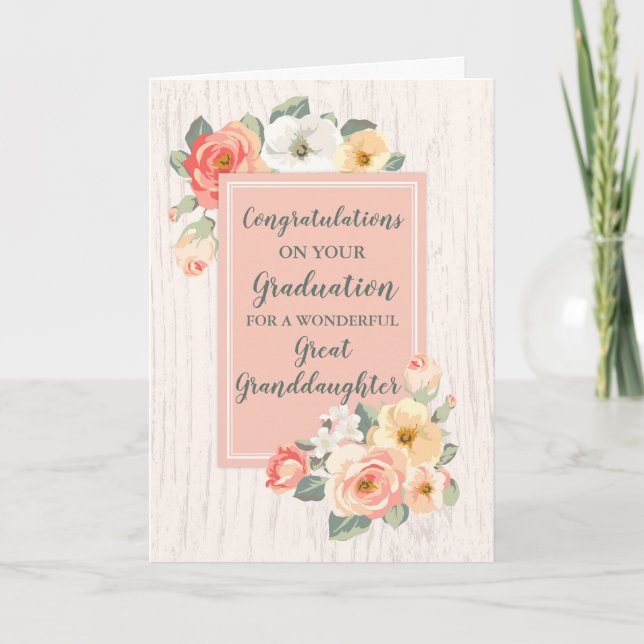 Carte Floral Grand-Petite-Fille Diplôme (Devant)