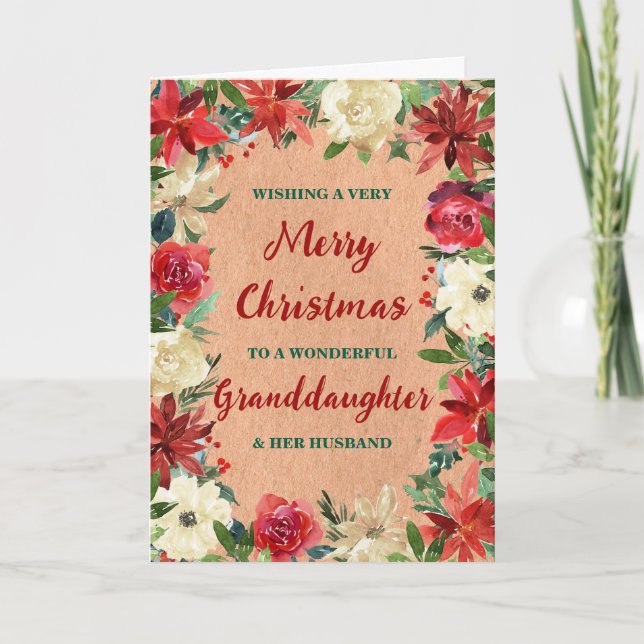 Carte Floral Grandgirl & son mari Joyeux Noël (Devant)