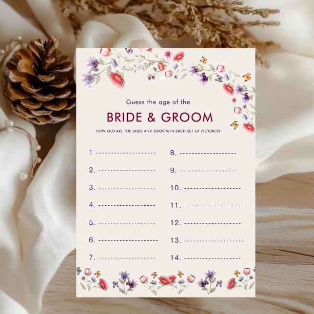 Carte Floral Guess the Age Bridal Shower Game (Créateur téléchargé)