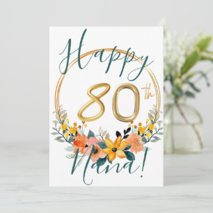 Carte Floral Happy 80e anniversaire personnalisée